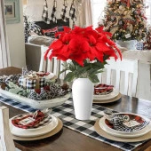 Nettenevime Yapay Çiçek Atatürk Çiçeği Kırmızı Demet Kadife Dokulu Christmas Flower - 8