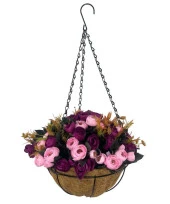 Nettenevime Yapay Çiçek Sarkaç Askılı Makreme Sepette Erengül Mor Pembe Çiçek Sepeti thumbnail 4