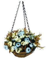 Nettenevime Yapay Çiçek Sarkaç Askılı Makreme Sepette Erengül Mavi Çiçek Sepeti thumbnail 2