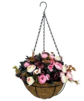 Nettenevime Yapay Çiçek Sarkaç Askılı Makreme Sepette Erengül Bordo Pembe Çiçek Sepeti thumbnail 1