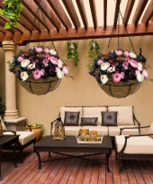 Nettenevime Yapay Çiçek Sarkaç Askılı Makreme Sepette Erengül Bordo Pembe Çiçek Sepeti thumbnail 5