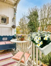 Nettenevime Yapay Çiçek Beyaz Papatya Küpeşte Askılı Saksıda Balkon Çiçeği Çiçek Sepeti thumbnail 2