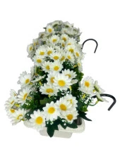 Nettenevime Yapay Çiçek Beyaz Papatya Küpeşte Askılı Saksıda Balkon Çiçeği Çiçek Sepeti thumbnail 7