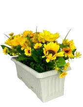 Nettenevime Yapay Çiçek Sarı Ay Çiçeği Papatya Küpeşte Askılı Saksıda Balkon Çiçeği Çiçek Sepeti thumbnail 7