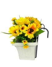 Nettenevime Yapay Çiçek Sarı Ay Çiçeği Papatya Küpeşte Askılı Saksıda Balkon Çiçeği Çiçek Sepeti thumbnail 8