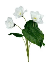 Nettenevime Nettenevime Yapay Çiçek Islak Manolya Gerçek Dokulu 3 Kafa Magnolia BEYAZ thumbnail 1