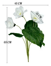 Nettenevime Nettenevime Yapay Çiçek Islak Manolya Gerçek Dokulu 3 Kafa Magnolia BEYAZ thumbnail 2