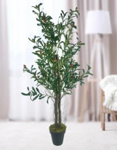 Nettenevime Yapay Zeytin Ağacı 125cm İki Gövdeli Salex Doğal Gerçek Görünümlü Yapay Ağaç thumbnail 1