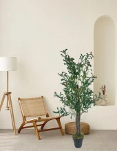 Nettenevime Yapay Zeytin Ağacı 125cm İki Gövdeli Salex Doğal Gerçek Görünümlü Yapay Ağaç thumbnail 4