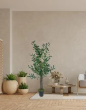 Nettenevime Yapay Zeytin Ağacı 125cm İki Gövdeli Salex Doğal Gerçek Görünümlü Yapay Ağaç thumbnail 5