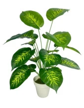 Nettenevime Yapay Çiçek Difenbahya Tropik Salon Çiçeği Beyaz Saksılı Yapay Bitki - 1