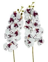 Nettenevime Yapay Çiçek Çilli Bordo Beyaz Islak Orkide Gerçeksi Doku Uzun Dal 90 cm - 1