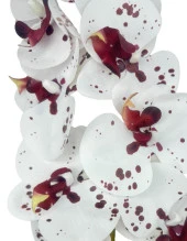 Nettenevime Yapay Çiçek Çilli Bordo Beyaz Islak Orkide Gerçeksi Doku Uzun Dal 90 cm - 6