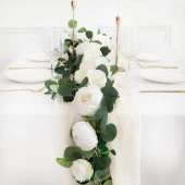 Nettenevime Yapay Çiçek Sarkan Ve Dolanan Beyaz Krem Şakayık Gül Okaliptus Yapay Sarmaşık Masa Çiçeği thumbnail 2