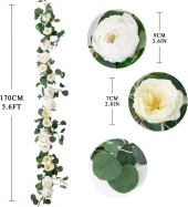 Nettenevime Yapay Çiçek Sarkan Ve Dolanan Beyaz Krem Şakayık Gül Okaliptus Yapay Sarmaşık Masa Çiçeği thumbnail 4