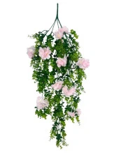 Nettenevime Yapay Çiçek Sarkan Pembe Çiçekli Şimşir Okaliptus Yapay Sarmaşık thumbnail 1