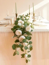 Nettenevime Yapay Çiçek Sarkan Ve Dolanan Beyaz Krem Şakayık Gül Okaliptus Yapay Sarmaşık Masa Çiçeği thumbnail 6