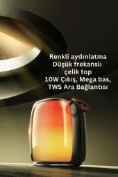 YSW220 10W Dahili Hoparlörlü 2500 mAh Bataryalı BT 5.3 RGB Kablosuz Mini Hoparlör - 2