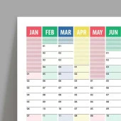 2025 Yıllık Planlayıcı Duvar Takvim Kırmızı Yeşil Mavi Çizgili Yearly Wall Planner - 3