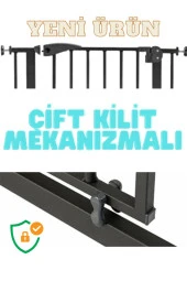 Bebek Çocuk Güvenlik Kapısı 75 - 96 cm Genişllik Bariyer Çift Kilitli Merdiven Korumalığı Emniyetli - 2
