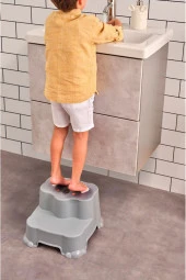 Kaydırmaz Çocuk Taburesi Çift Basamaklı, Çocuk Banyo Lavabo Basamak Merdiven Yükseltici - 3