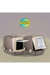 Büyük Boy Kapalı Kedi Tuvaleti Kürek Hediye Karbon Filtre Hediye 38x60x40 Kapalı Kedi Tuvaleti Xxl thumbnail 2