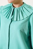 Yaka ve Manşet Piliseli Gömlek Su Yeşili thumbnail 4