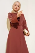 Kolu Taş Süslemeli Ferace Burgonya - 2