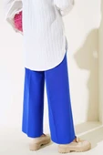 Bol Paça Kumaş Pantolon Saks - 3