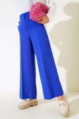 Bol Paça Kumaş Pantolon Saks - 2