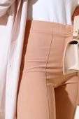 Tek Düğmeli Çımalı Pantolon Camel - 4