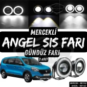Dacia Lodgy 2012-2022 Uyumlu Üniversal Mercekli Angel Sis Farı Metal Su Geçirmez 76 mm Beyaz Halkalı Gündüz Farı Angel Eyes 2 Adet - 1