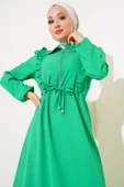 Önü Fırfırlı Fermuarlı Elbise Benetton - 2
