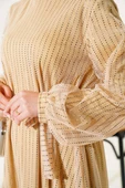 Pullu Kat Tül Elbise Camel thumbnail 4