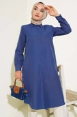 Uzun Model Klasik Yaka Tunik Lacivert thumbnail 1