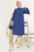 Uzun Model Klasik Yaka Tunik Lacivert - 2