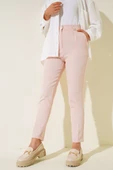 Dar Paça Pileli Kumaş Pantolon Pudra thumbnail 2