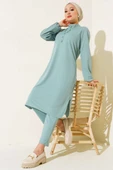 Düğme Süslemeli Tunik İkili Takım Mint thumbnail 1
