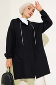 Kapüşonlu Önü Cepli Kap Siyah thumbnail 1