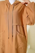 Kapüşonlu Önü Cepli Kap Camel thumbnail 4
