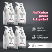 4lü Avantaj Paketi Koku Hapseden, Topaklanan,Tozsuz Aktif Karbonlu Bentonit Kedi Kumu 4x5kg - 1