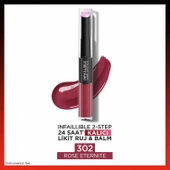 L'oréal Paris Infaillible 2-Step 24 Saat Kalıcı Likit Ruj & Balm - 302 Rose Eternite - 1
