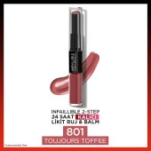 L'Oréal Paris Infaillible 2-Step 24 Saat Kalıcı Likit Ruj & Balm - 801 Toujours Toffee - 1