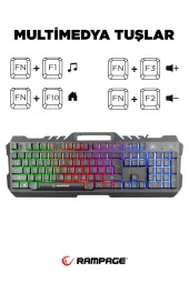 Rampage Kb-R57 X-jammer Gökkuşağı Aydınlatmalı Usb Tam Türkçe Gaming Oyuncu Klavyesi - 5