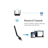 Mini USB WiFi Adaptörü 300Mbps 2dBi WiFi Adaptörü PC WiFi Anten WiFi Güvenlik Cihazı - 2