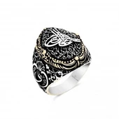 Tuğra Desenli Gümüş Erkek Yüzük - 2