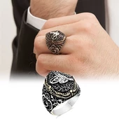 Tuğra Desenli Gümüş Erkek Yüzük - 3