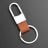 Lüks Derili Kancalı Kahverengi Anahtarlık - 2