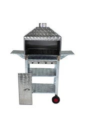 Mth-28 Lüx Davlumbazlı Kapaklı Bacalı Maltız Izgaralı Mangal (4 Tekerlekli) thumbnail 2