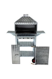 Mth-28 Lüx Davlumbazlı Kapaklı Bacalı Maltız Izgaralı Mangal (4 Tekerlekli) thumbnail 3